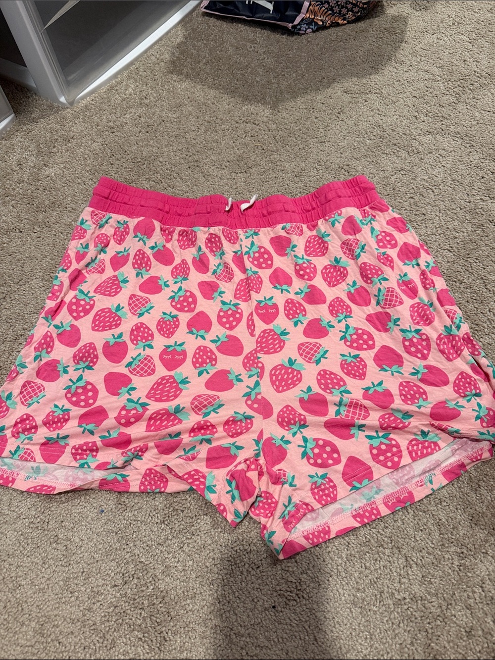 Little Sleepies Pink Strawberry-Print Knit Shorts
